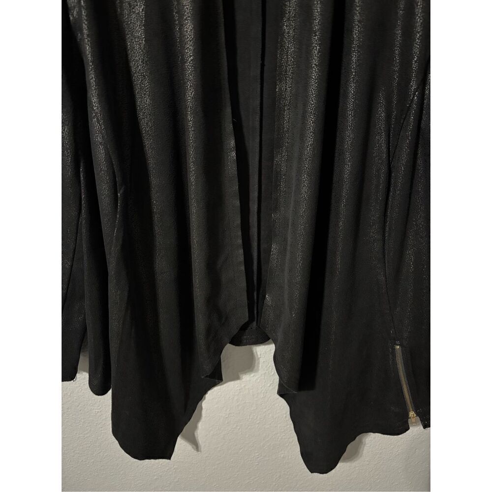 ❤️Tahari Women’s Plus Faux Leather Waterfall Jacket - Picture 4 of 8